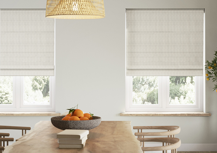 Emily Bond Oscar Stripe, Pebble - Twist&Fit Roman Blind - Image 3